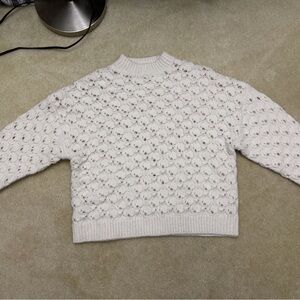 APRICOT Cream Openwork High-Neck Sweater